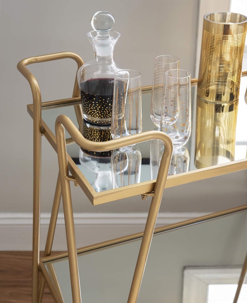 Linon Gina Mid-Century Bar Cart, Gold - Image 4